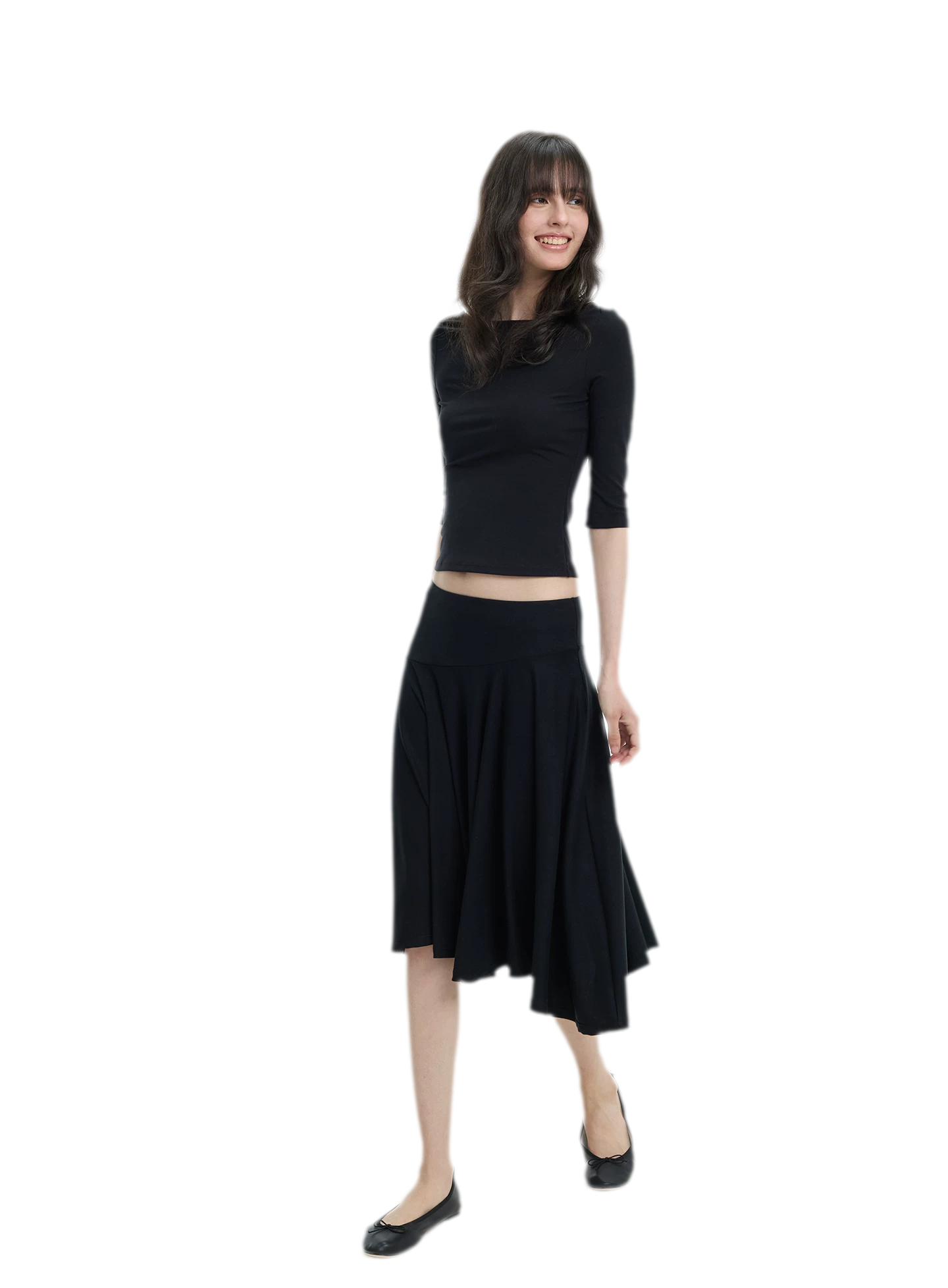 Lyocell Boat Neck Knit Top