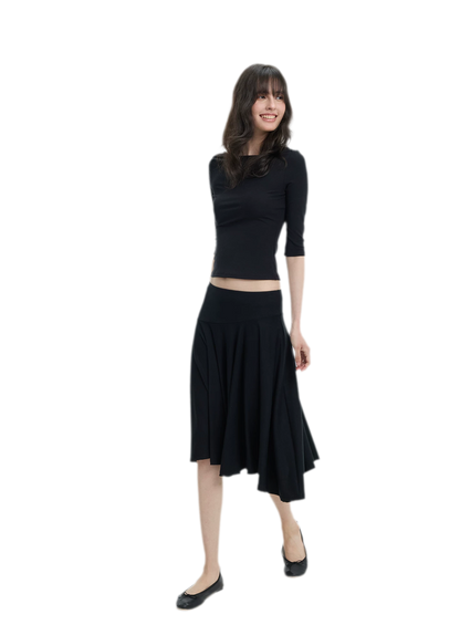 Lyocell Boat Neck Knit Top