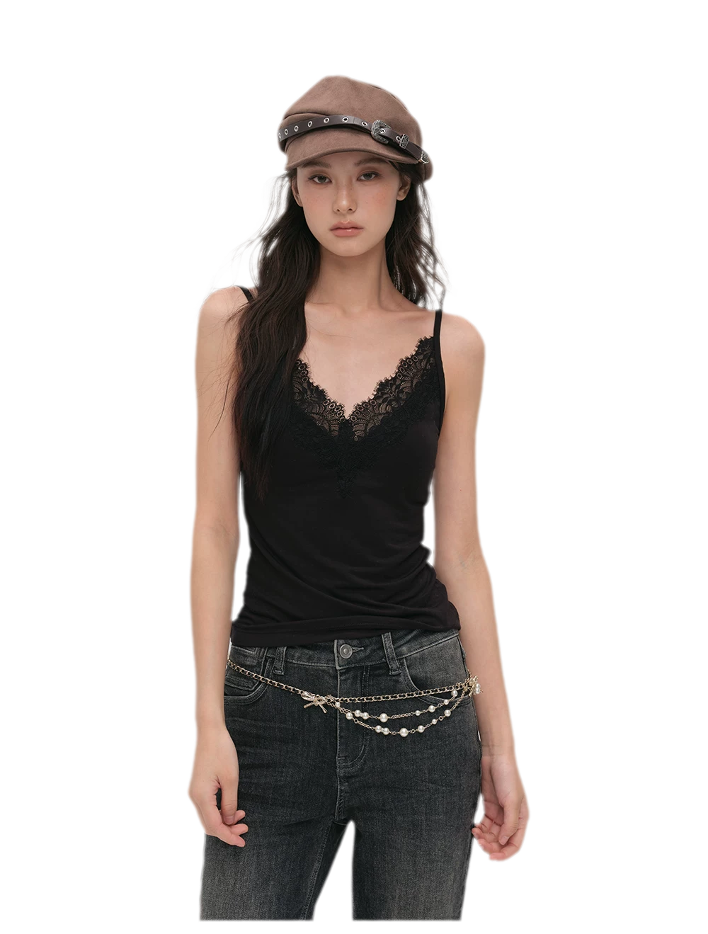 Lace Trim Built-In Bra Cami
