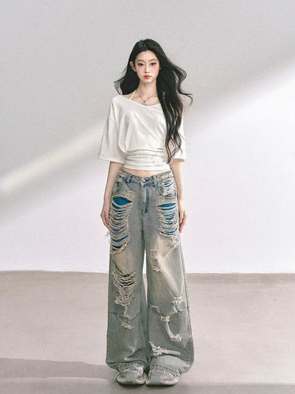 Asymmetric Beaded Off-Shoulder Top