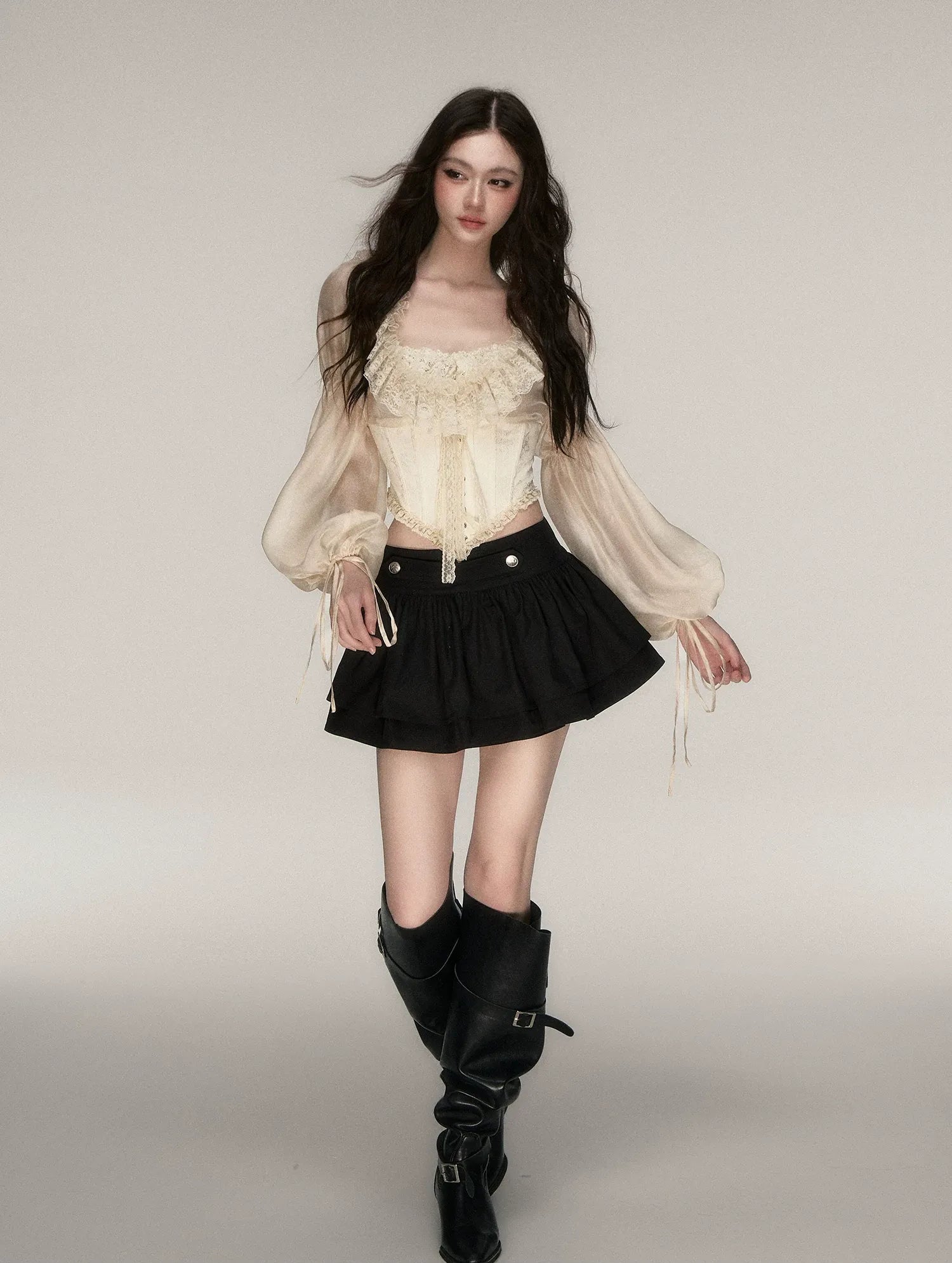 Lace Jacquard Corset Top