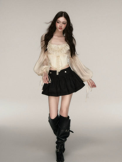 Lace Jacquard Corset Top