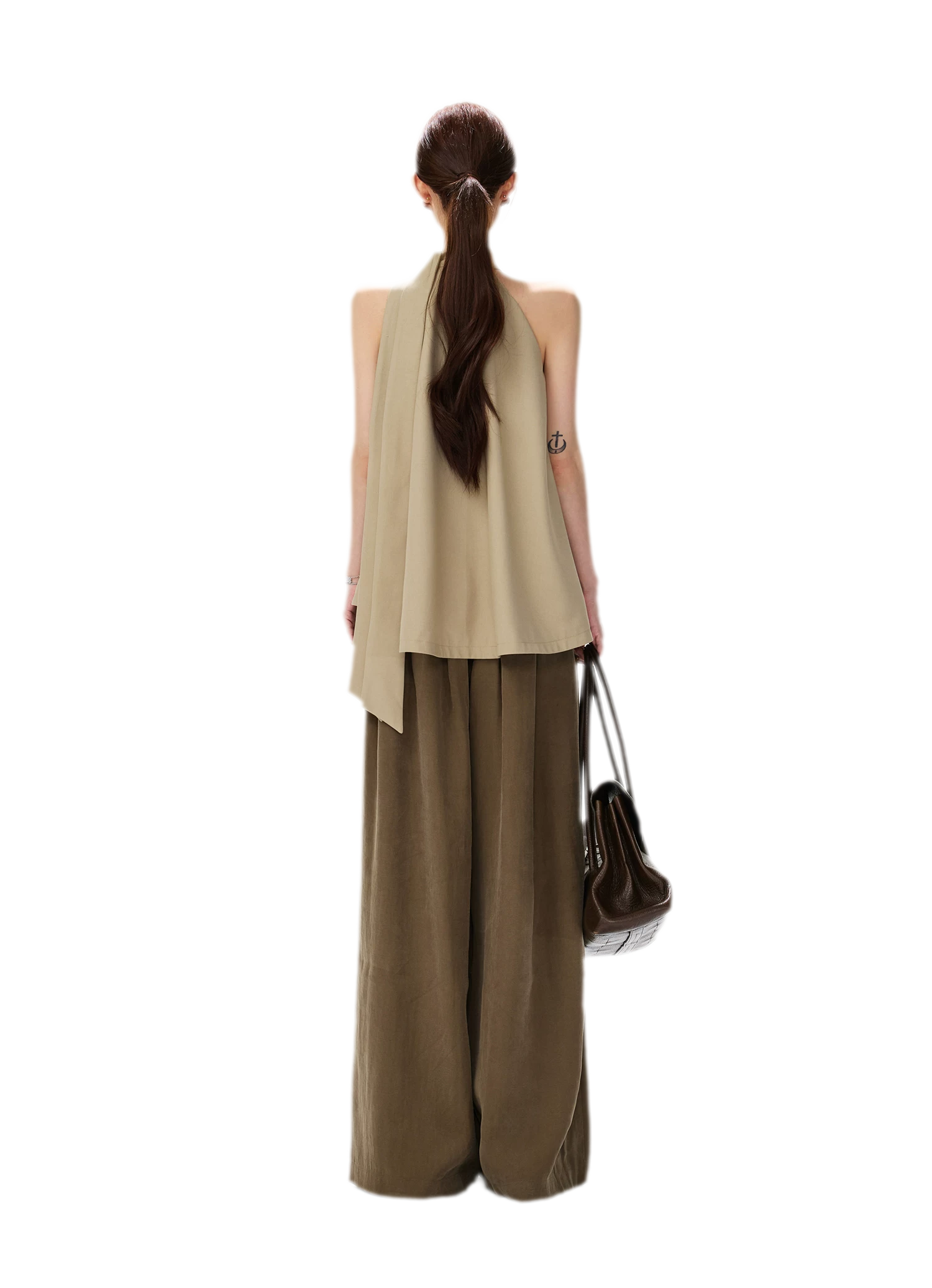Twill Asymmetric Halter Top