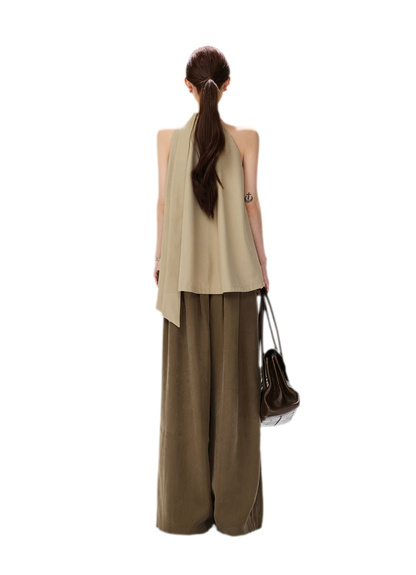 Twill Asymmetric Halter Top