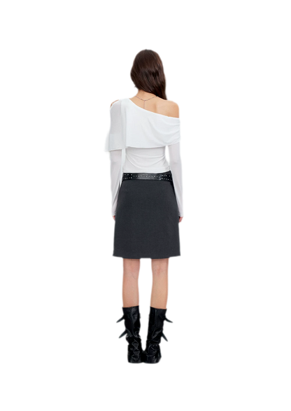 Asymmetrical Button Shoulder Top