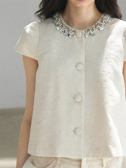 Beaded Collar Short Set