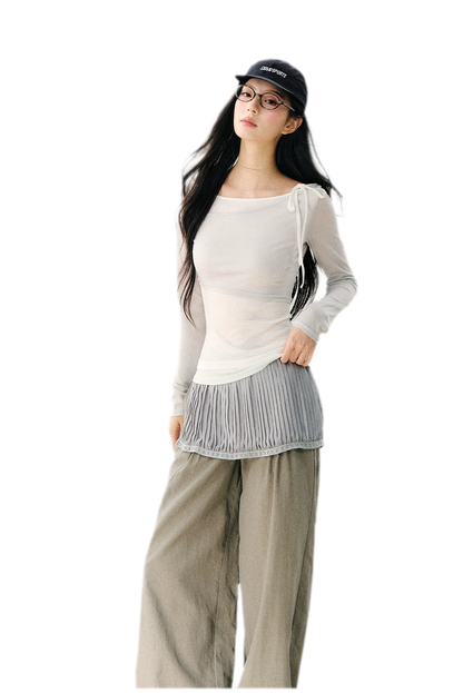 Asymmetric Tie Shoulder Tee