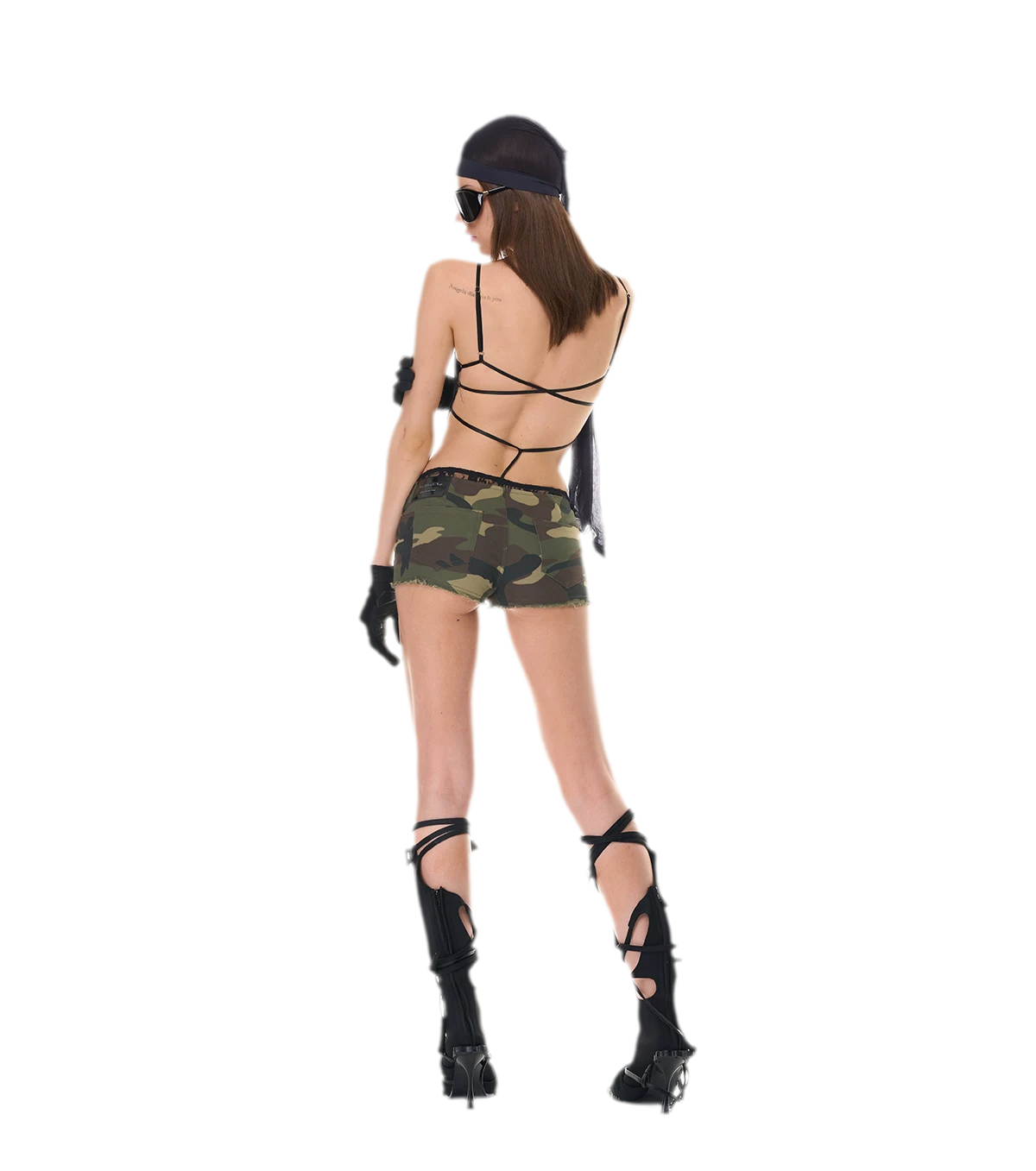Camouflage Lace Trim Shorts