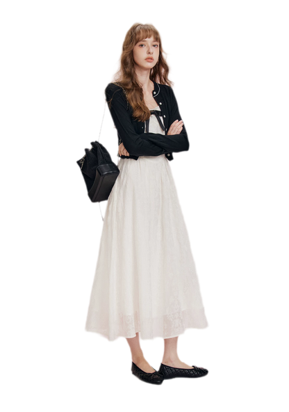 Cashmere Wave Trim Cardigan