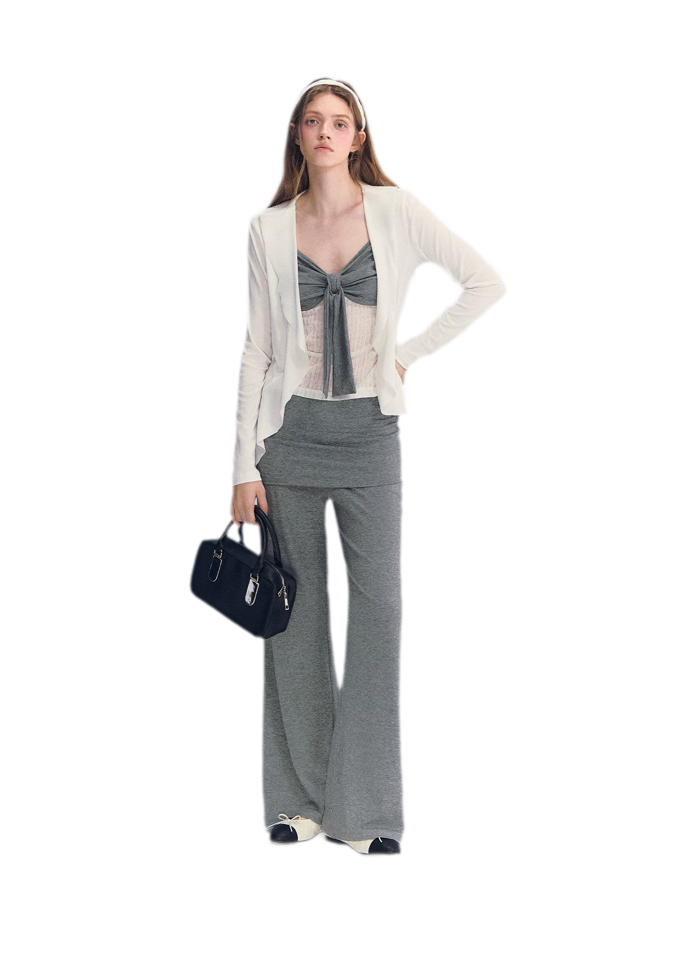 Ruffled Drape Knit Set