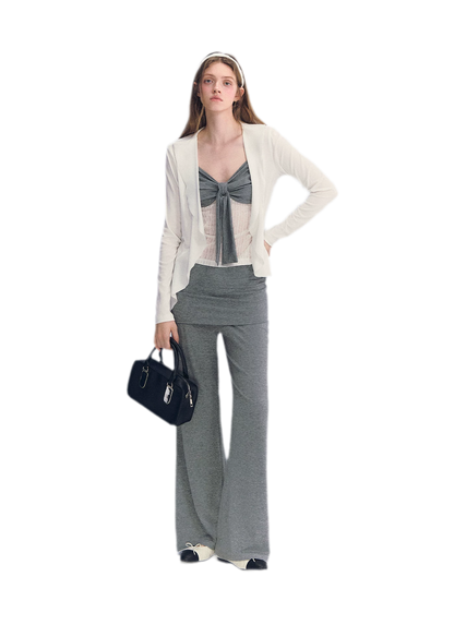 Ruffled Drape Knit Set