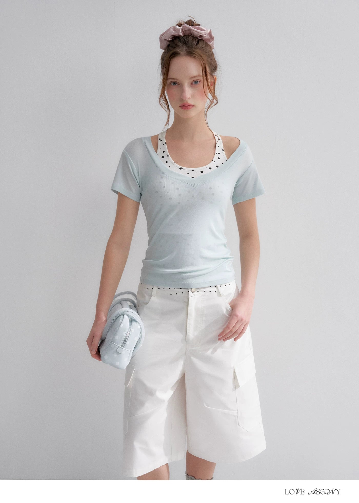 Blue V-Neck Slim Fit Short Sleeve T-Shirt