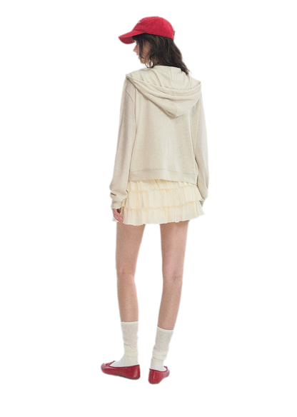 Distressed Cropped Hooded Jacket