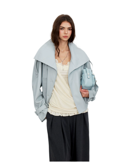Matte Oversized Faux-Leather Jacket