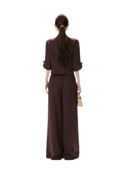 Textured Wide-Leg Linen Trousers