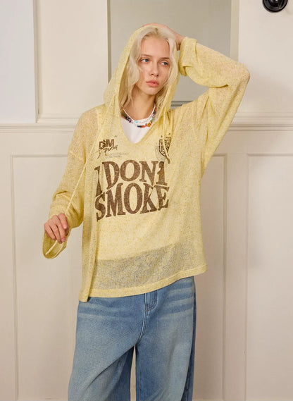 Lightweight Openwork Knit Hoodie