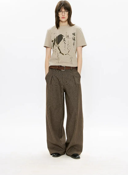 500G Houndstooth Pleated Wide-Leg Pants