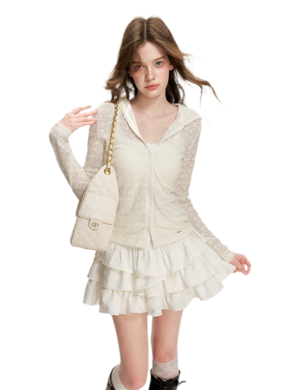 Textured Hooded Knit Cardigan