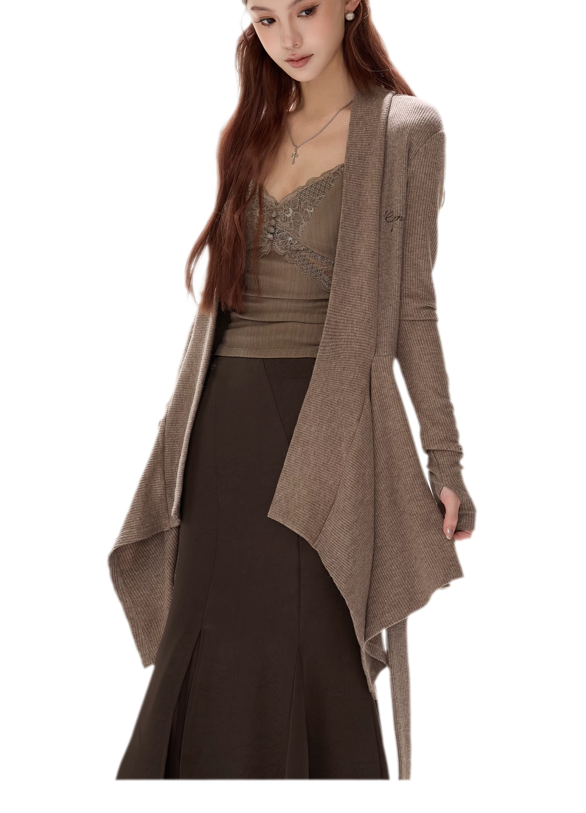 Matte Drape Irregular Hem Cardigan