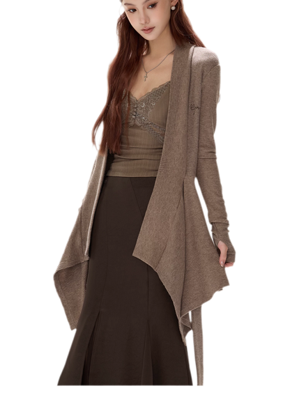 Matte Drape Irregular Hem Cardigan
