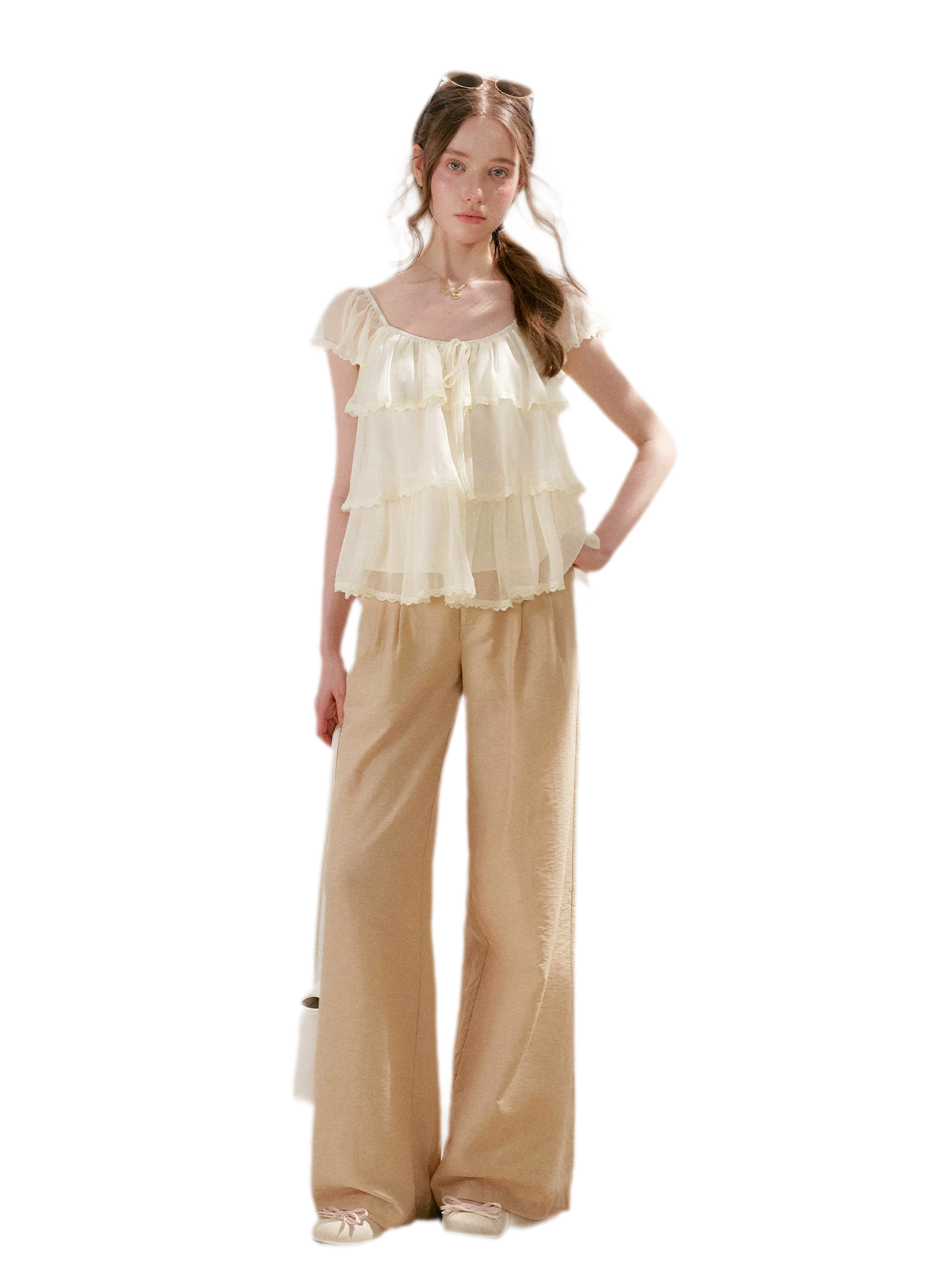 Tiered Ruffle Chiffon Blouse