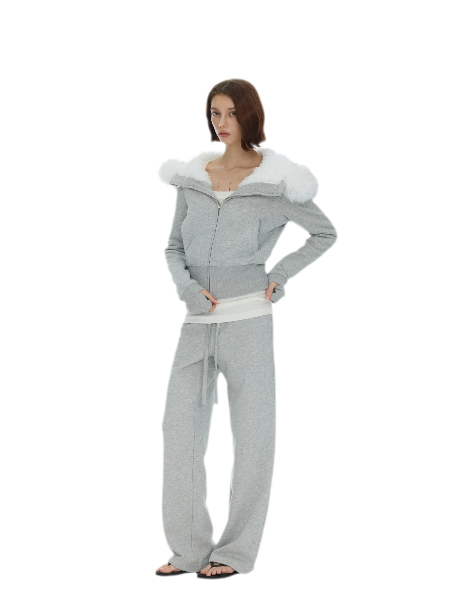 Detachable Fur Collar Hoodie Jacket