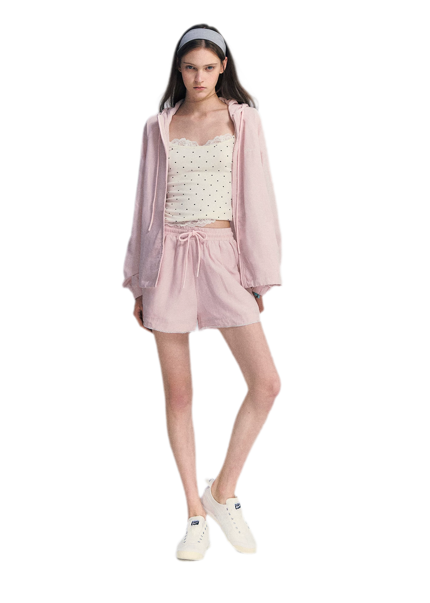 Lace Trim Drawstring Set