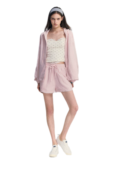 Lace Trim Drawstring Set