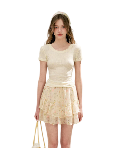 Romantic Chiffon Floral Short Skirt