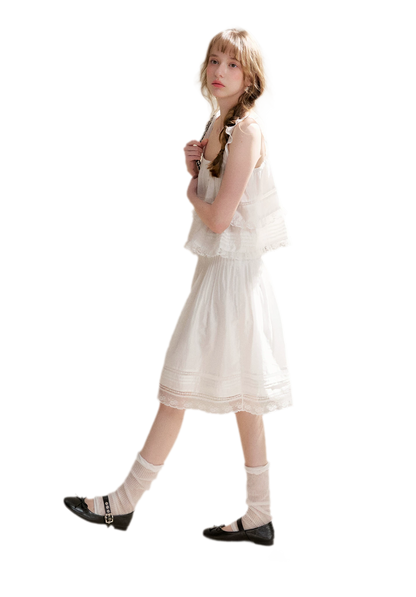 Lace Edge Camisole and Skirt Set