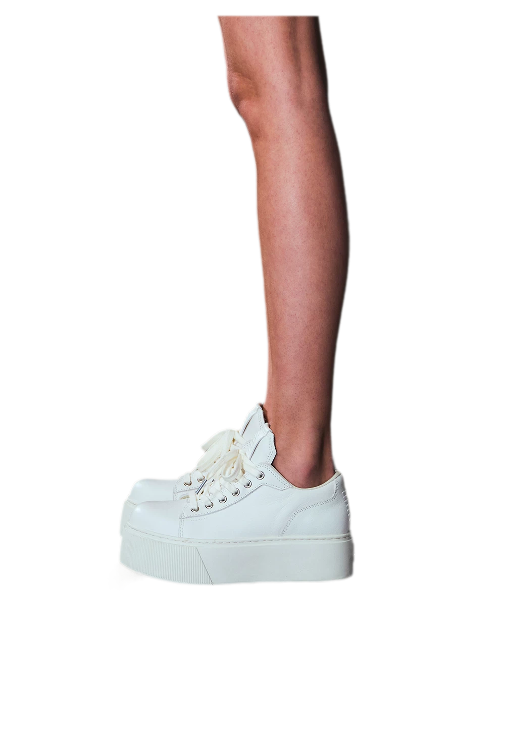 Sculptural Leather Thick-Soled Sneakers