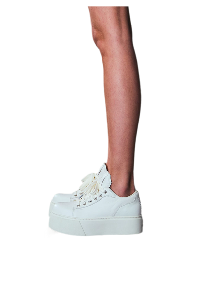 Sculptural Leather Thick-Soled Sneakers