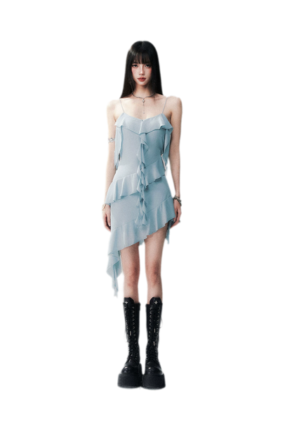 Ruffled Asymmetric Cami Dress