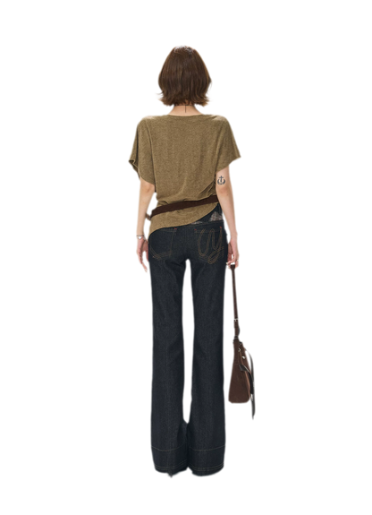 Gathered Collar Batwing Sweater