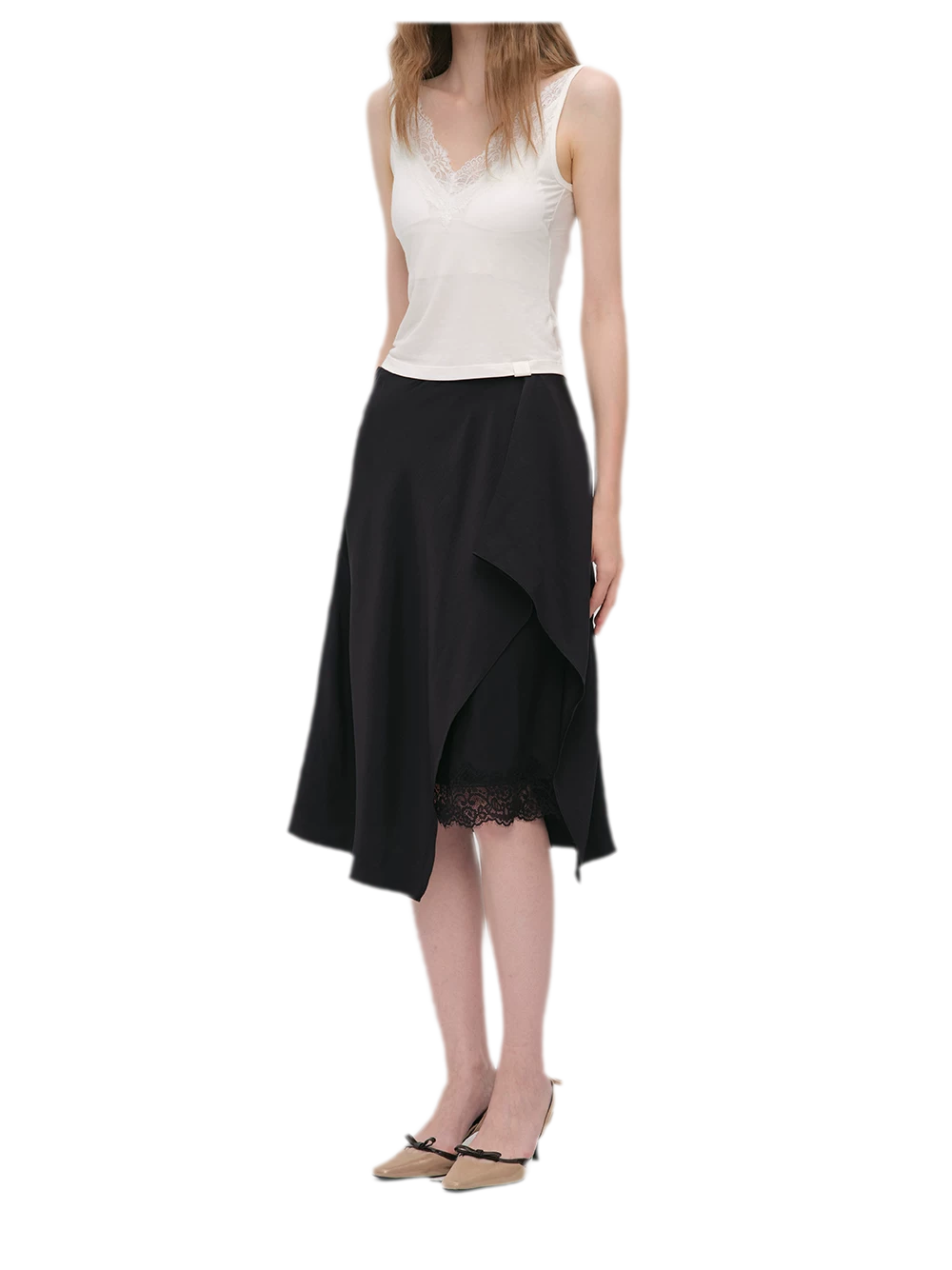 Silky Draped A-Line Skirt