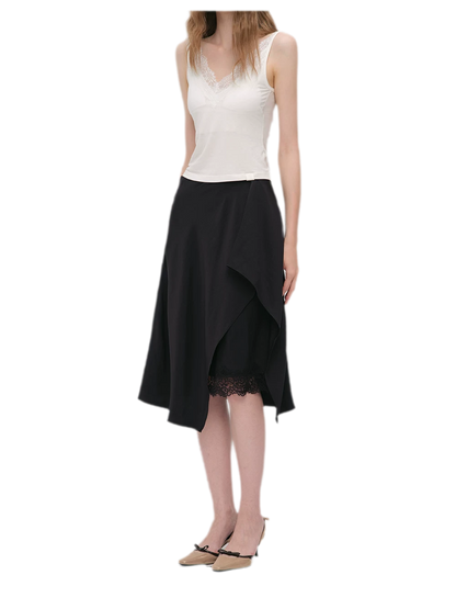 Silky Draped A-Line Skirt