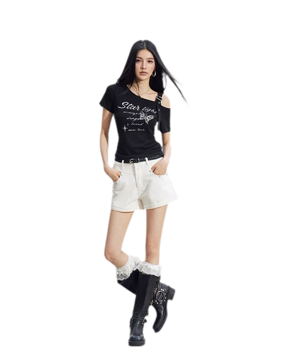 One-Shoulder Butterfly Tee