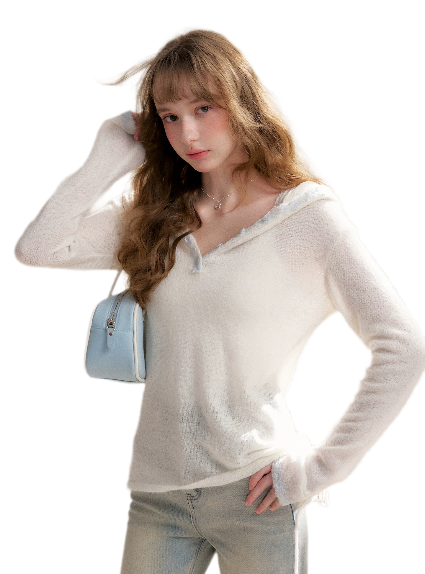 Lace Hood Knit Hoodie