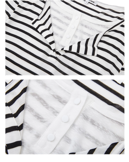 Layered Striped Knit T-Shirt