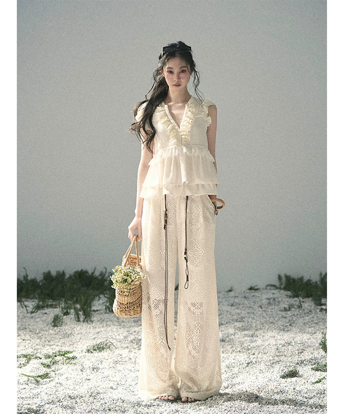 Hollow Wide-Leg Pants
