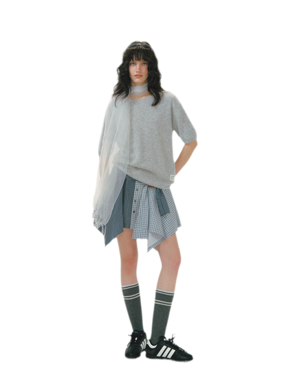 Fuzzy Knit Short Sleeve Sweater
