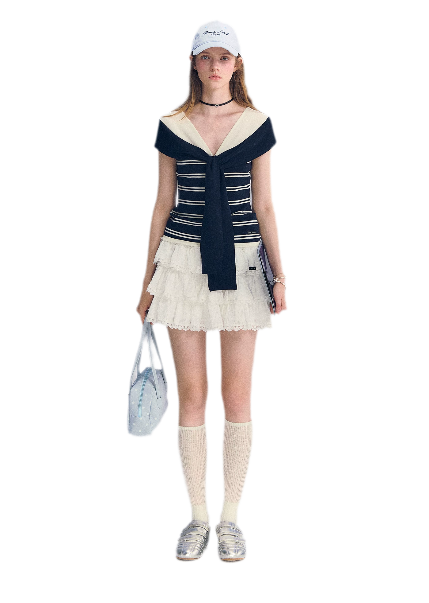 Colorblock Off-Shoulder Tee