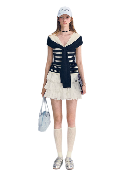Colorblock Off-Shoulder Tee
