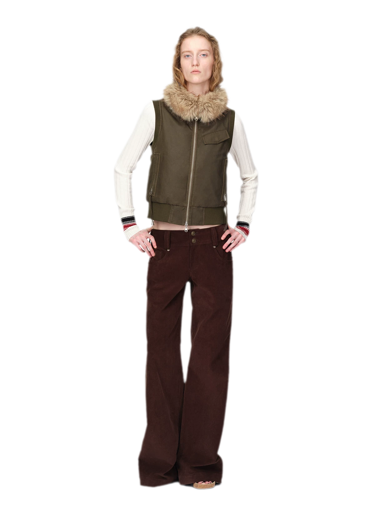 Washed Corduroy Wide-Leg Trousers