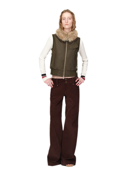 Washed Corduroy Wide-Leg Trousers