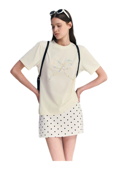 Hand-Sewn Bow T-Shirt