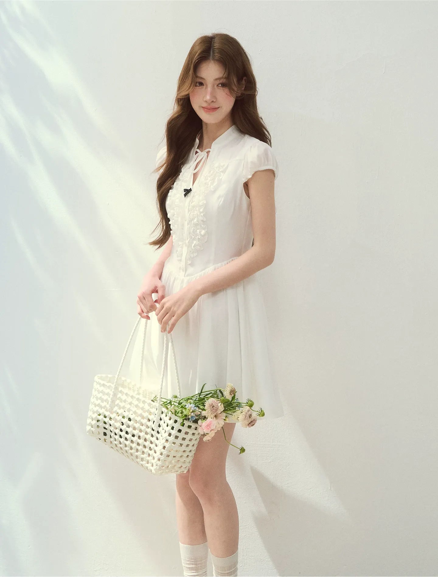 Acetate Ruffle Midi Dress