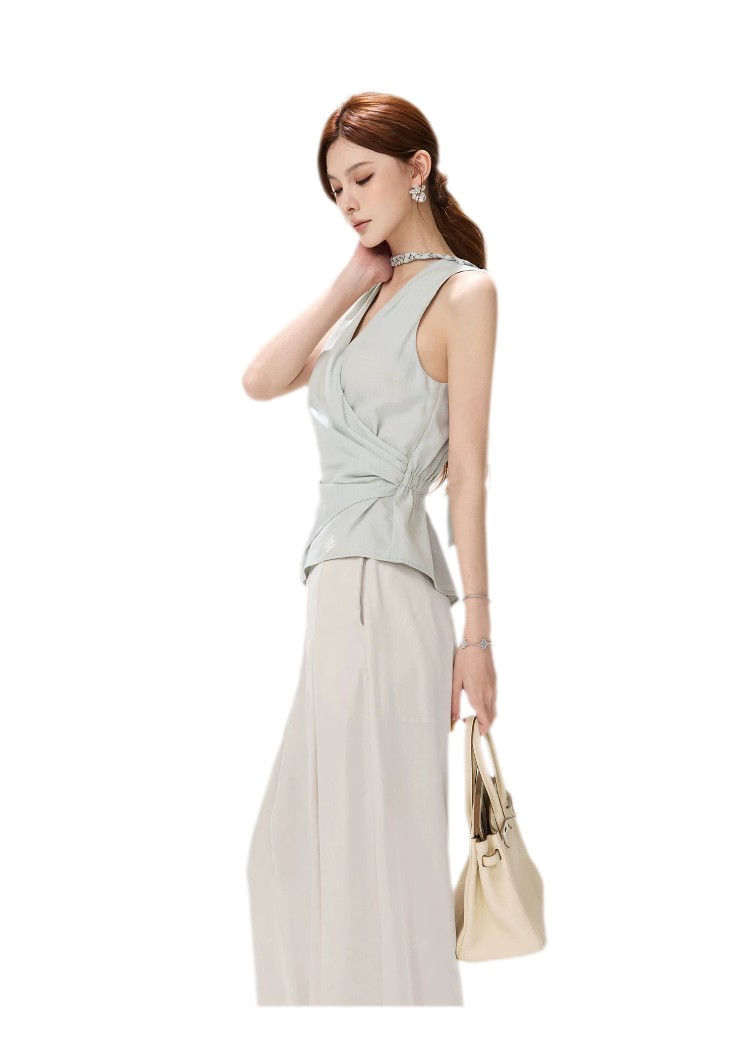 Hand-Braided Halter Waist Top
