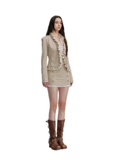 Lace Trim Mini Skirt
