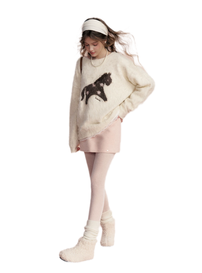 Brushed Horse Jacquard Sweater